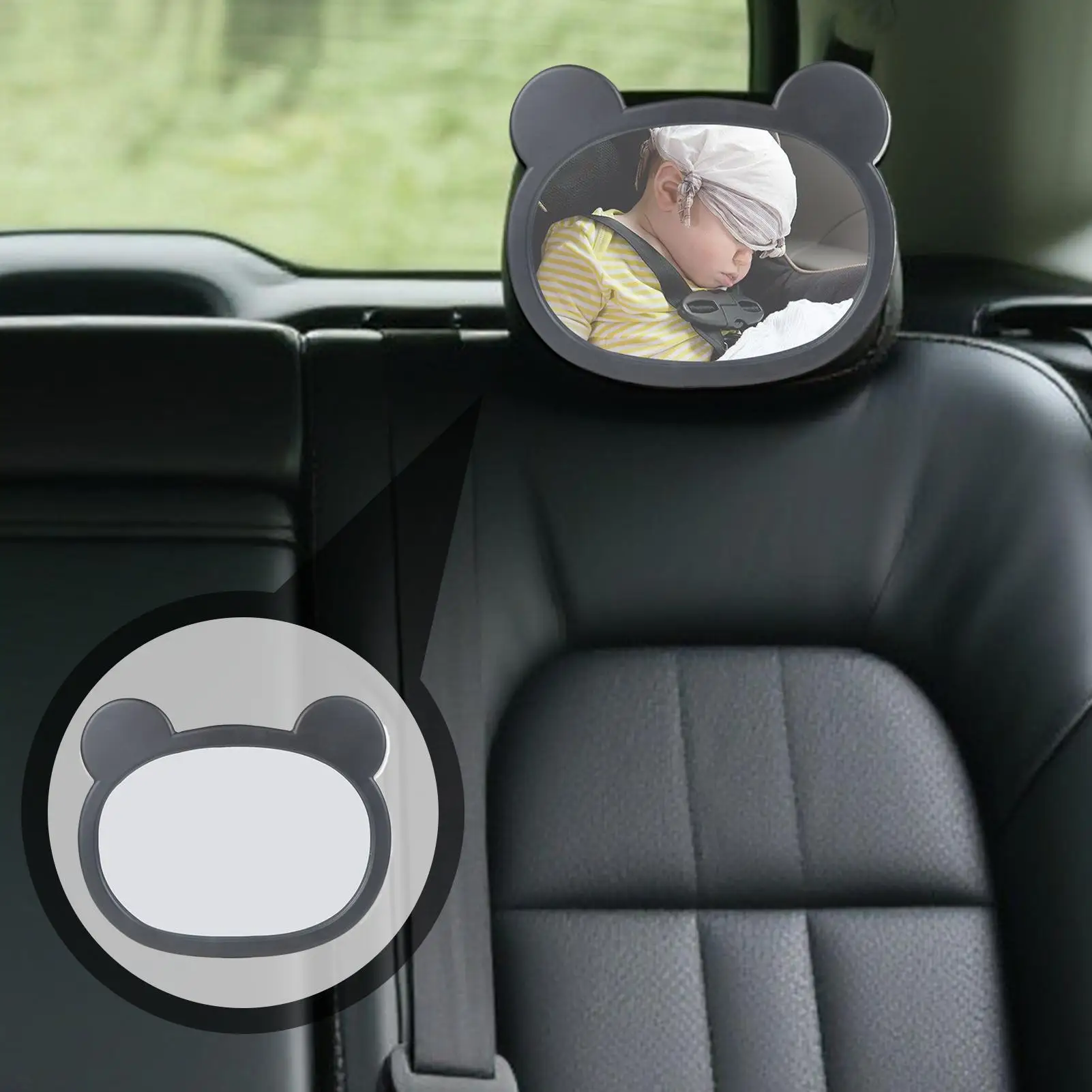Car Mirror for Baby 360 Degree Rotating Backseat Baby Mirror Rear Facing with Cartoon Frame Safety Monitor Rearview Shatterproof