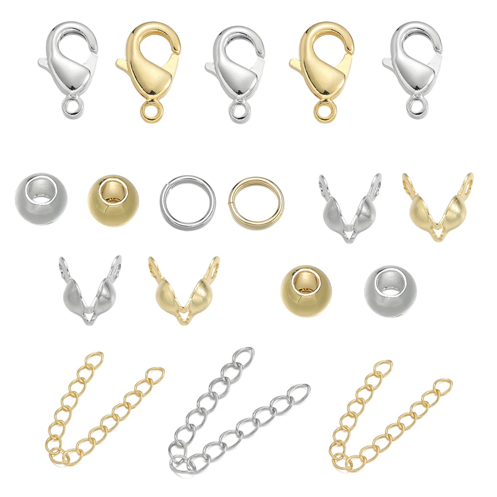 1Box 14K/18K Gold Plated Lobster Clasps Open Jump Rings Extension Chains For DIY Bracelet Necklace Jewelry Making Accessories