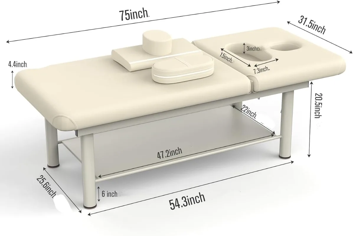 Robustes professionelles Massagebett, stationärer Massagetisch mit verstellbarer Rückenlehne, Metallrahmen, PU-Leder, physisches Spa