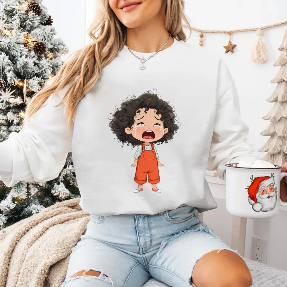 Crying Baby Graphic Sweatshirts Soft Comfort Casual Hoodies Y2K Loose Oversized Sweater Unisex Fashion Womens Must Have Clothe