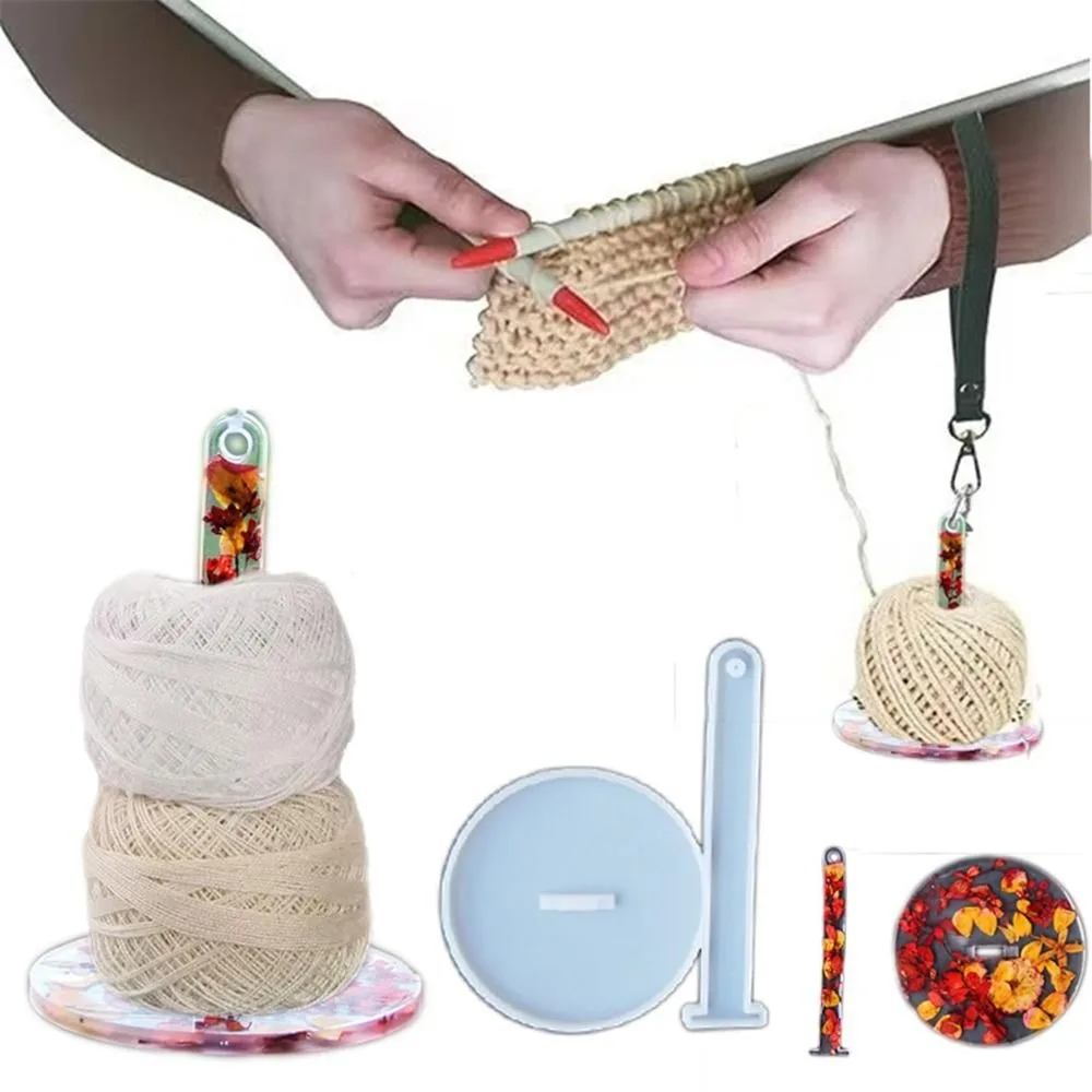 New Crystal Epoxy Wrist Yarn Holder Molds Multipurpose Handmade Wrist Yarn Spindle Molds Portable Silicone Molds for Knitting