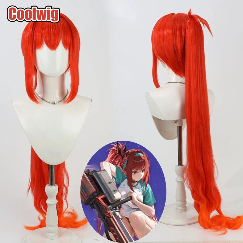 

Coolwig Synthetic Hair Rapi Cosplay Wigs Nikke The Goddess of Victory Rapi 100cm Women Long Wavy Red Ponytail Wig Heat Resistant