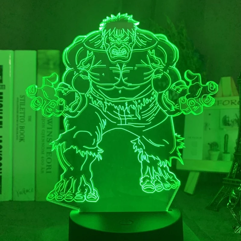 

Marvel Avengers Hulk Anime Cartoon Cute Glowing Acrylic Stand Creative Bedroom Atmosphere Night Light Figurine Decoration Gift