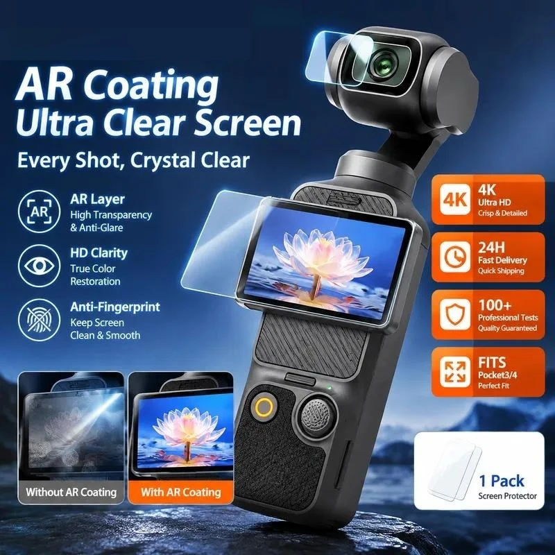 2pcs for DJI Osmo Pocket 4 Screen Protector Tempered Glass Film Anti Reflection AR Coating Accessories for Pocket 3