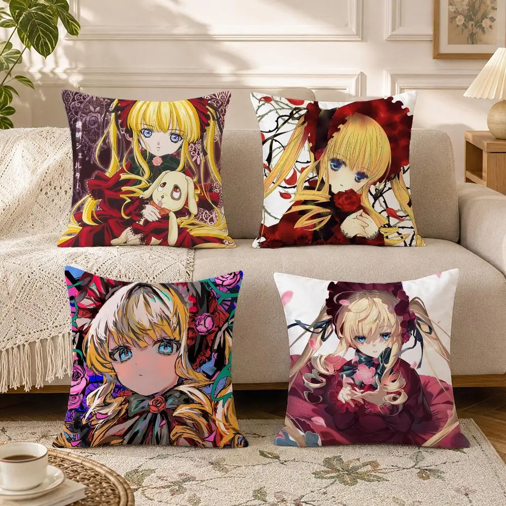 Anime rozen maiden Cushion Cover Soft Square Throw Pillow Covers Set for Sofa Bedroom Car Home Decoration