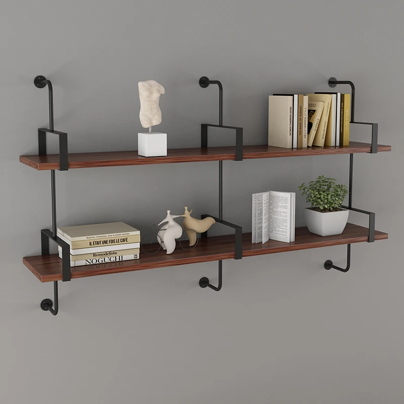 رف عتيق مثبت على الحائط، لوح عائم من الحديد، رف كتب مثبت على الحائط على الطراز الصناعي، رف عرض جداري بسيط #4