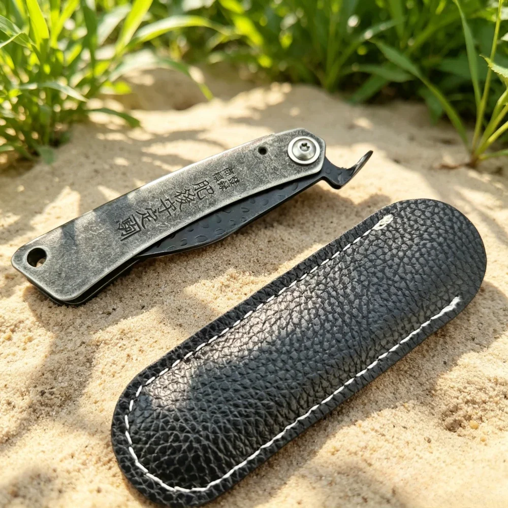 Higonokami Camping-Essentials: Faltbares Kochmesser, Küchen- und Obstmesser, Tragbares Angelmesser mit Lederetui, EDC-Werkzeug – Detail 7
