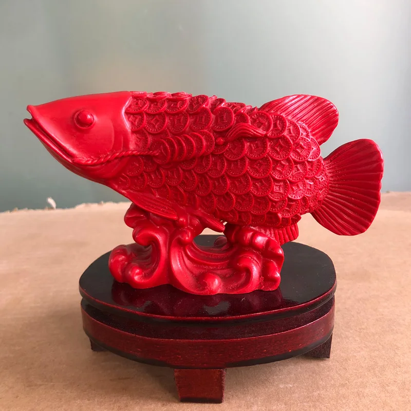 

Red cinnabar, dragon fish leap over dragon gate every year, there office, living room, wine cabinet, handicrafts residence