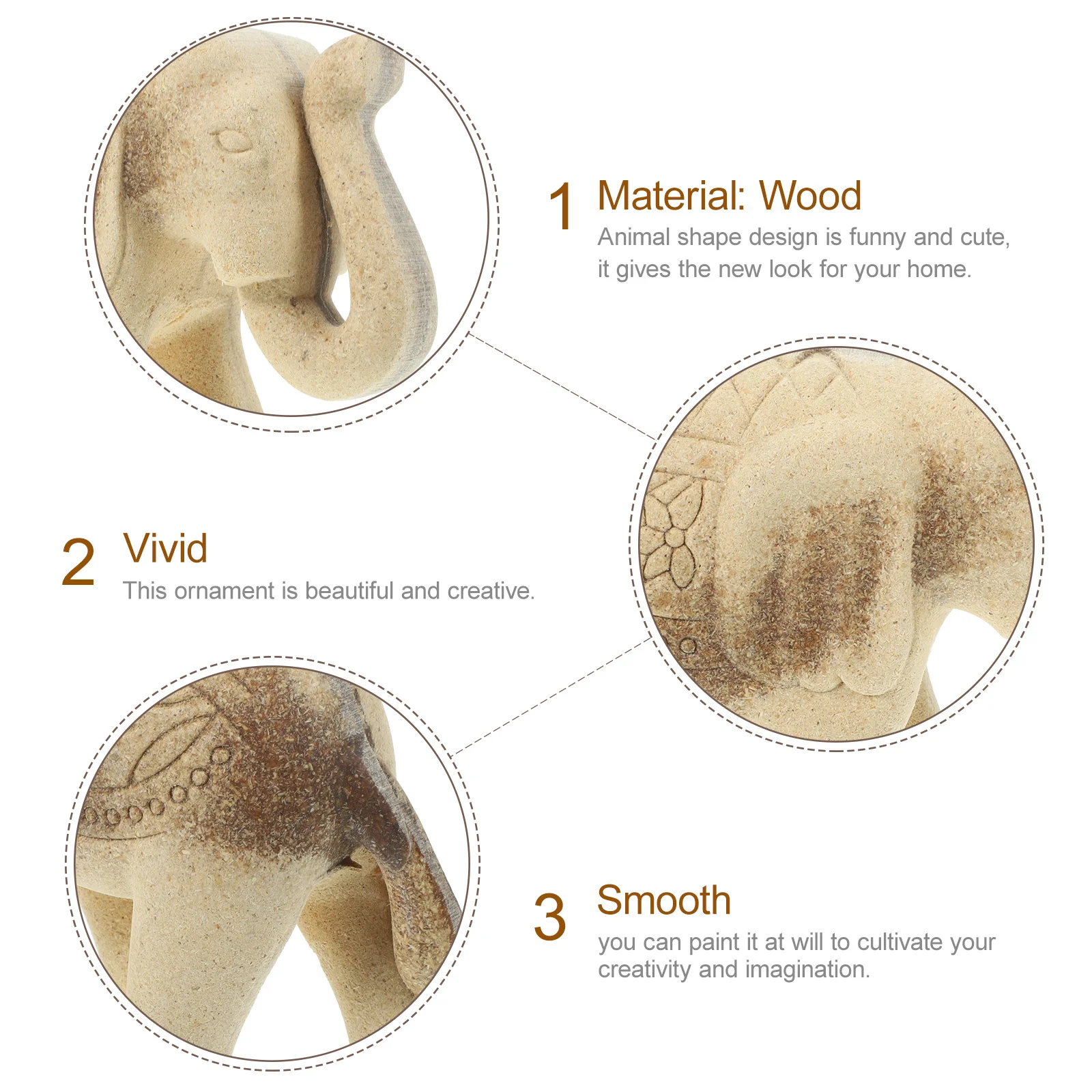 

1Pcs Wooden Animal Ornament DIY Blank Unfinished Desktop Adornment Elephant Shape Creative Home Decoration Animal Ornament