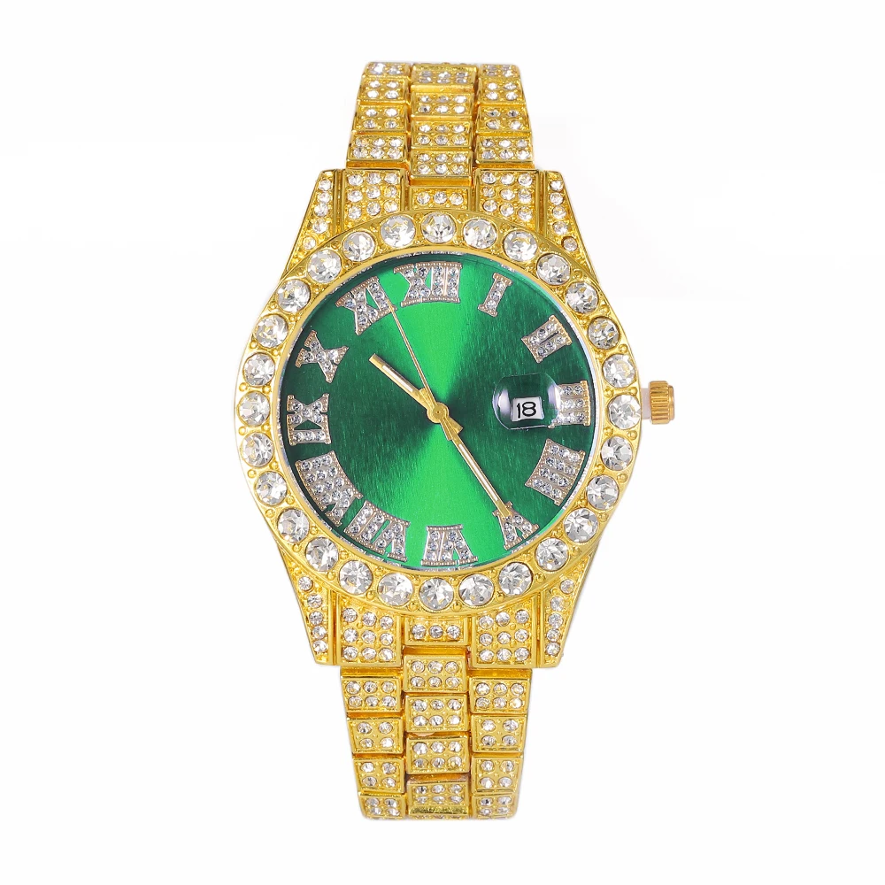 Reloj Iced Out para Hombre y mujer, pulsera de cadena cubana ostentosa de Miami, Reloj de Hip Hop, Reloj dorado de lujo, nuevo