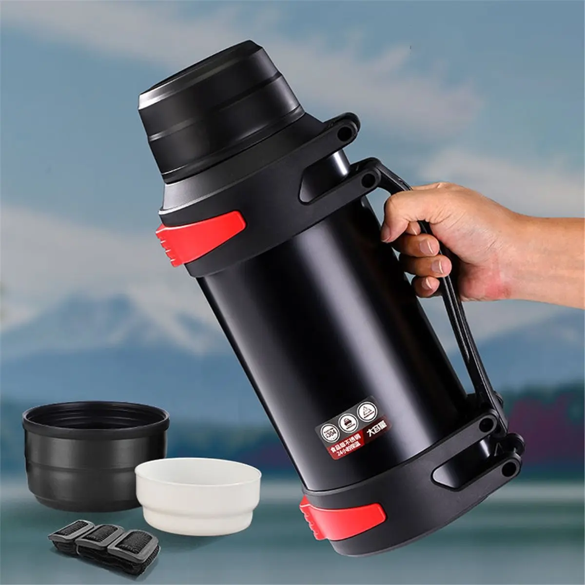 didyou Large Capacity Car Bottle Cup Thermal Insulation Outdoor Sports Hot Water Cup Stainless Steel Vacuum Travel Cup 2000ml