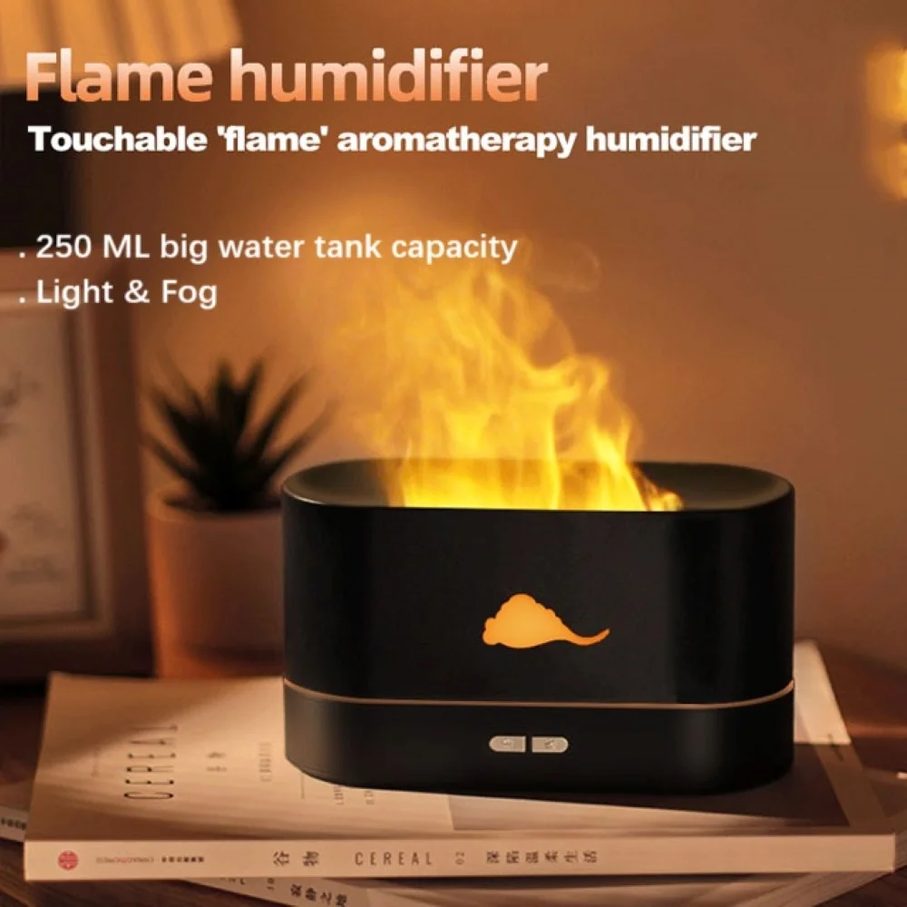 

Мини-диффузор с пламенным маслом, 250 мл, зарядка через USB, ультразвуковой увлажнитель воздуха, защита от автоматического отключения, бесшумный диффузор эфирного масла