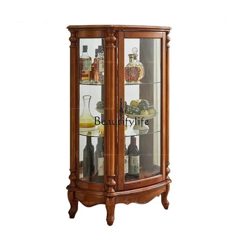 

American solid wood wine cabinet household living room wall wine cabinet