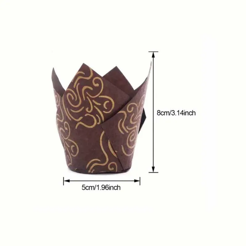 50Pcs/100Pcs/200Pcs Tulip Cake Paper Cups, Heat-Resistant and Oil-Proof Baking Cups, Suitable for Weddings, Birthdays, Tea Parties, Christmas, Valentine's Day, Mother's Day, Graduation Ceremonies, Etc., Essential for Home Baking - view 4