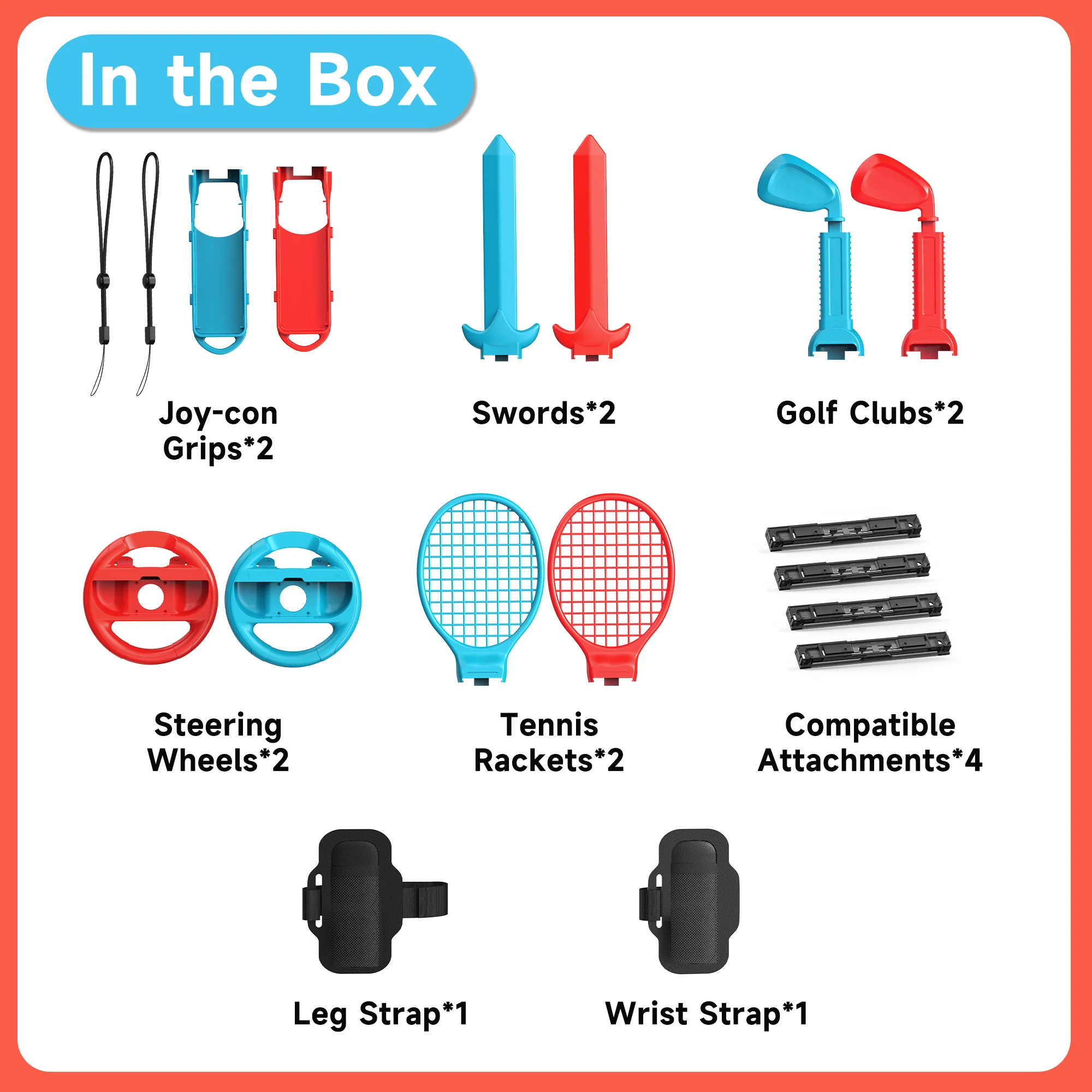 10 in 1 Switch 2 Sports Accessories Bundle for Nintendo Switch 2 Game Sports Accessories Kit with Golf Clubs