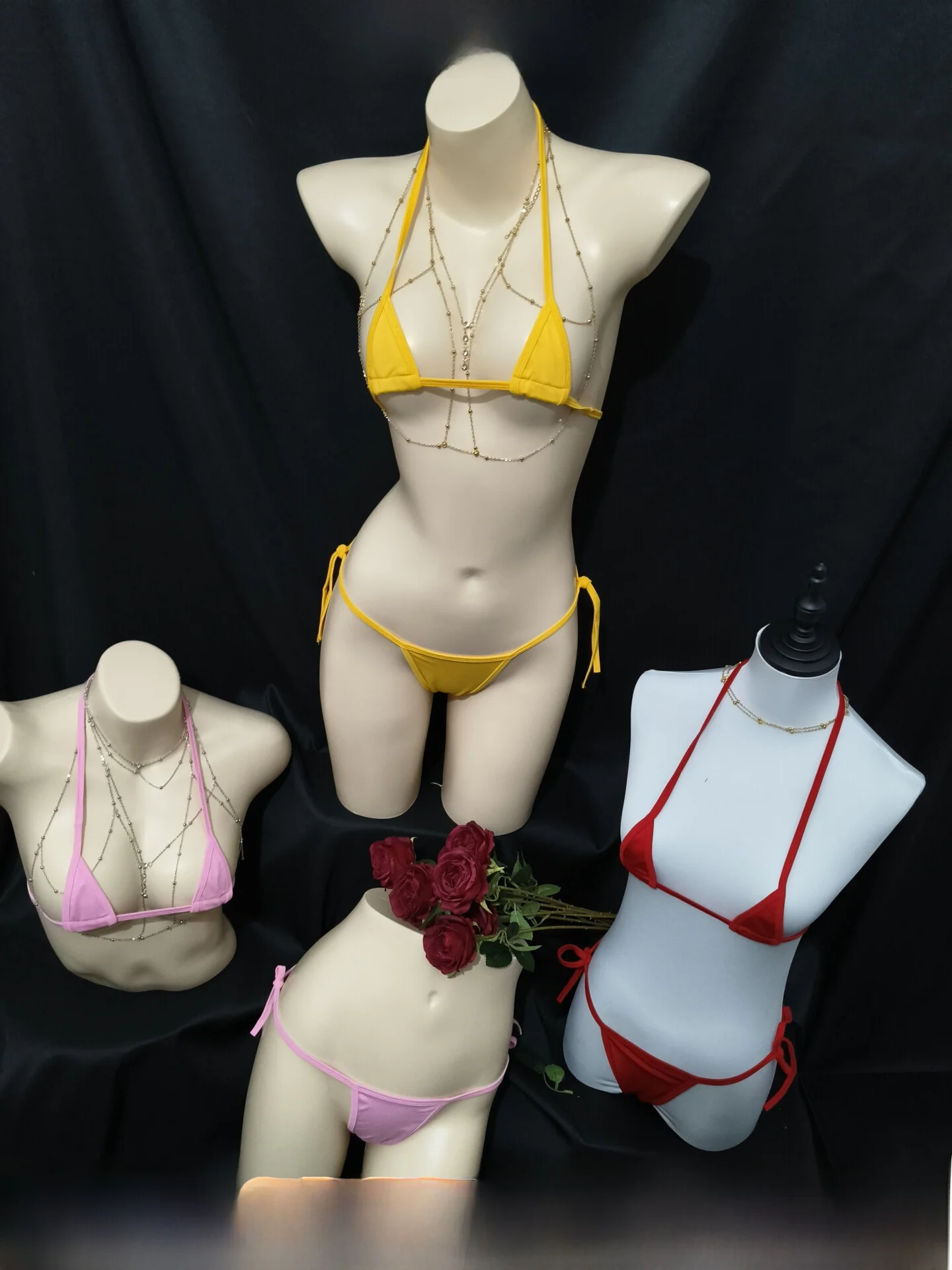 

Vaion Bikini Private Hot Spring Date Exposing Футболка-точка Купальник Женское бикини Треугольный слей Без стали Без груди ...