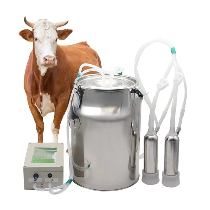 10L Vacuum Type Automatic Dairy Cows Goat Sheep Milk Machine Pulsation Portable Electric Cow Milking Machines