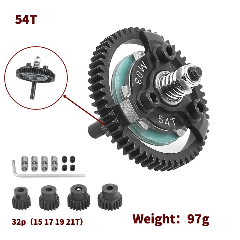 

Steel M0.8 50T 52T 54T 60T Spur Gear for Trxs Slash Bandit Rustler Stampede 2WD RC Car Upgrade Parts