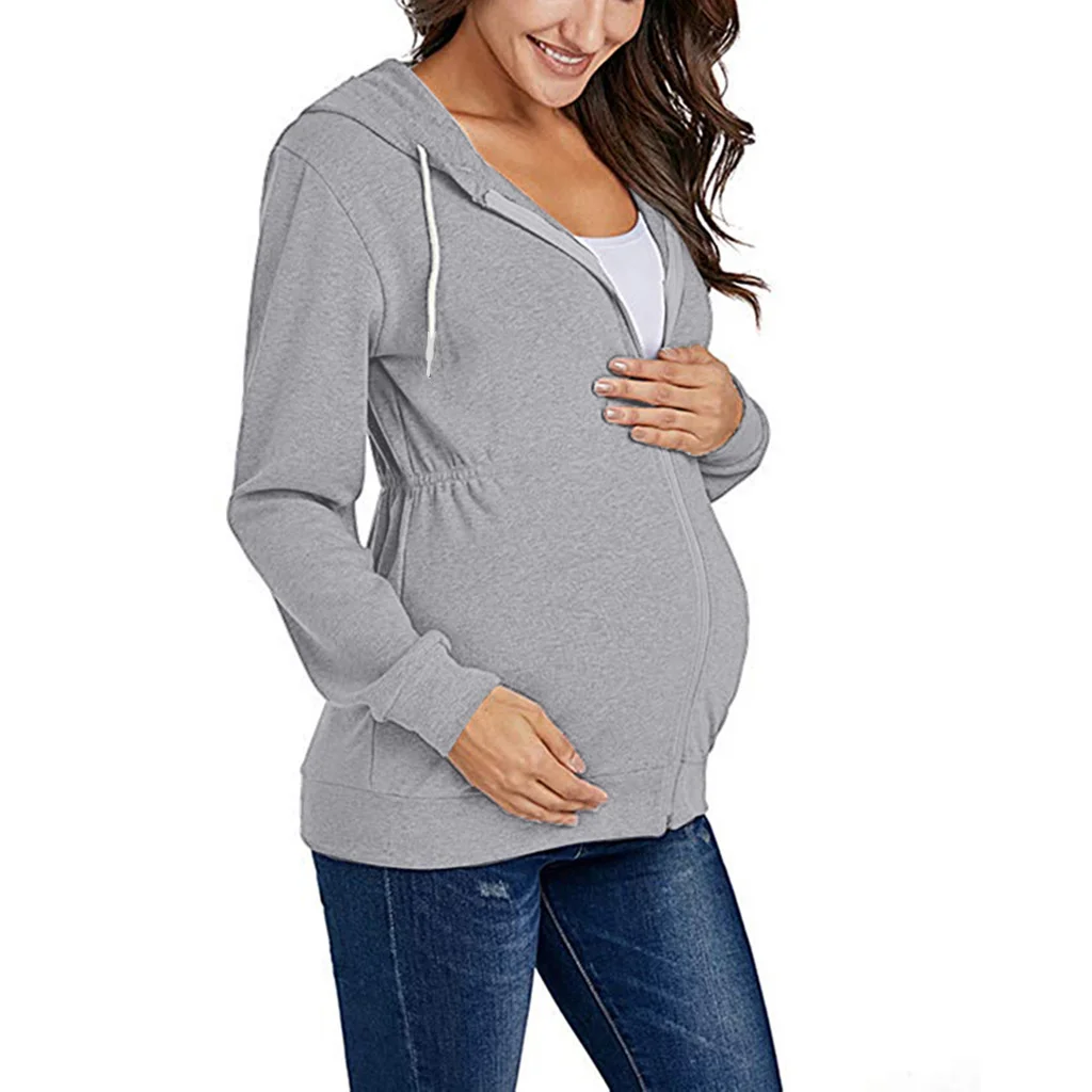 Maternity Hooded Sweater Tops Pregnant Long Sleeve Breastfeeding Blouse Women Top Mama Clothing