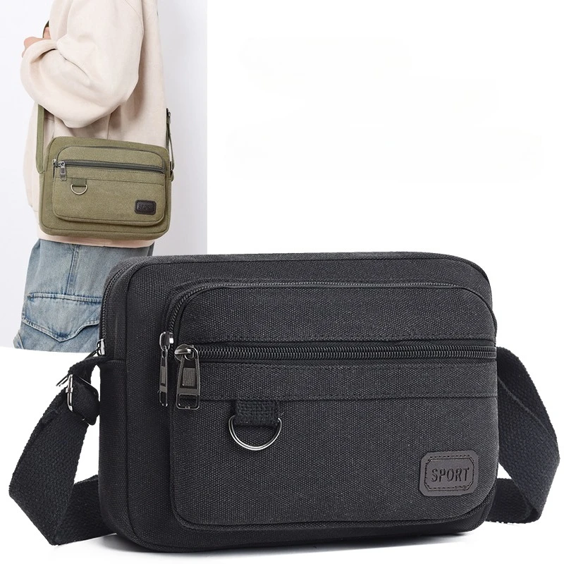 

Messenger Sling Bags for Men Casual Small Zipper Crossbody Pouch Simple Mini Crossbody Phone Bag Male Side Shoulder Bag
