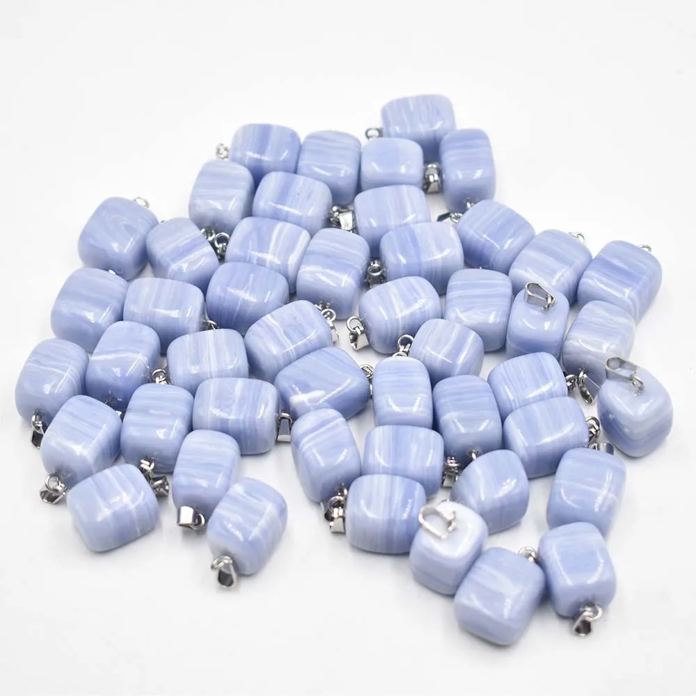 Fashion good quality  Blue stripe onyx charm pendants for jewelry making 24 50pcs/lot wholesale free shipping