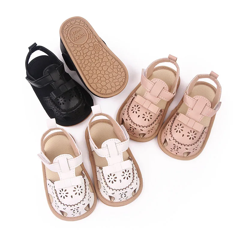 

Tregren 0-18M Infant Baby Girls Boys Summer Sandals PU Leather Flexible Hollowed Non-slip Rubber Shoes Toddler Flat Shoes