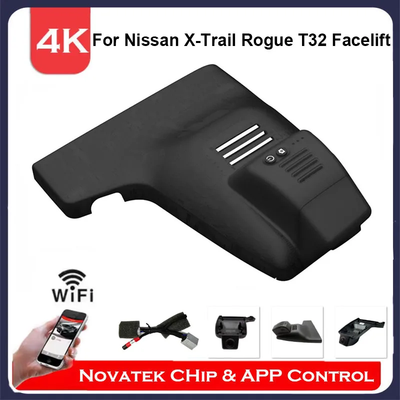 4K Front And Rear Cam Wifi Dash Cam for Nissan X-Trail X Trail Rogue T32 Facelift 2018 2019 2020 Plug And Play DVR APP Control