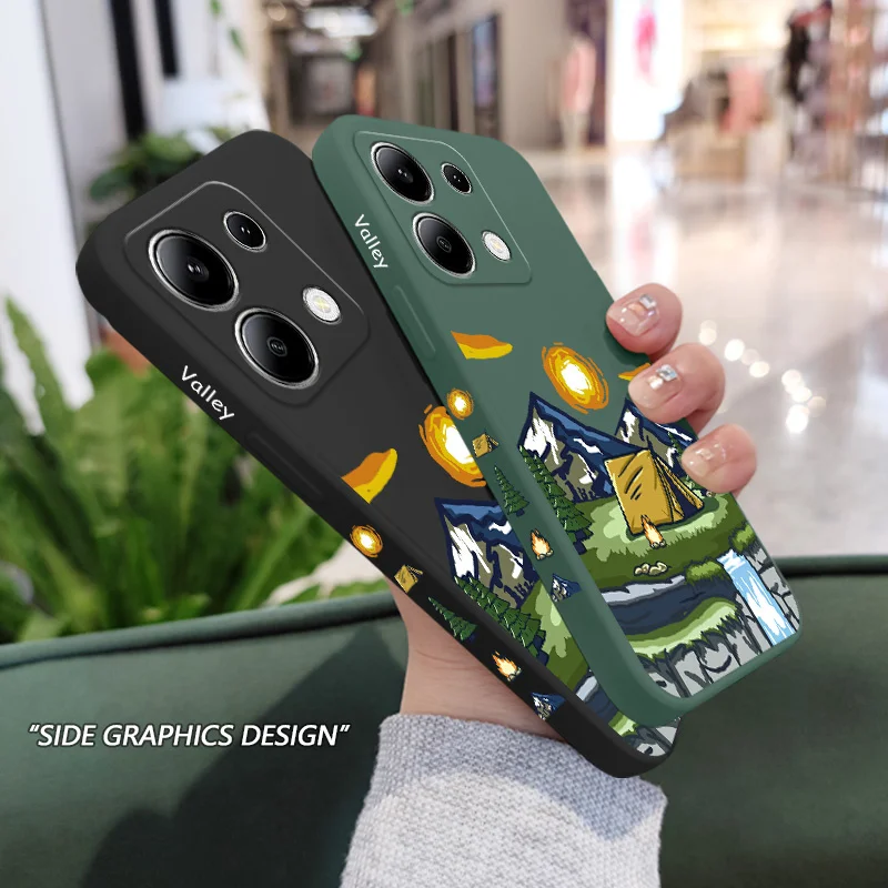 Valley Camping Phone Case For Xiaomi Redmi Note 13 12 12S 11 11S 10 10S 9 9S Pro Plus 4G 5G Liquid Silicone Cover image 4