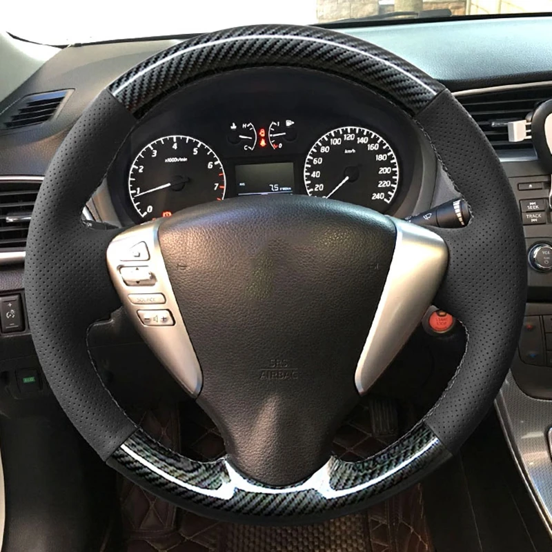 Customized Car Steering Wheel Cover Suede Leather Braid For Nissan Qashqai LIVINA Tiida Sylphy Versa Note NV200 Sentra S