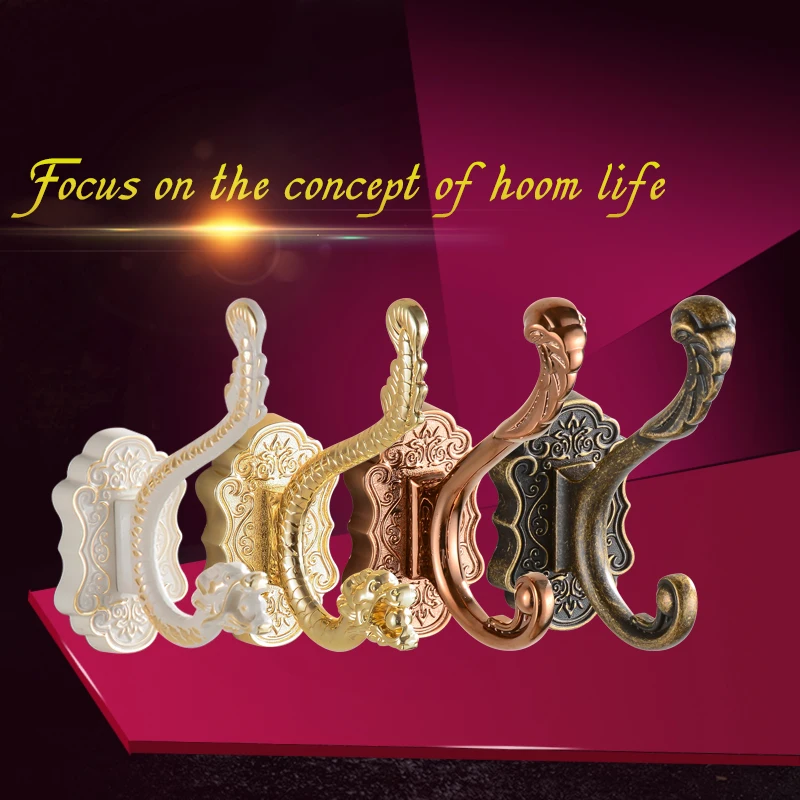 Vintage Robe Hooks Metal Towel Hanger Hooks For Clothes Coat Hat Bag Hooks Wall Mount Bathroom Accessories Door Towel Hook Holde