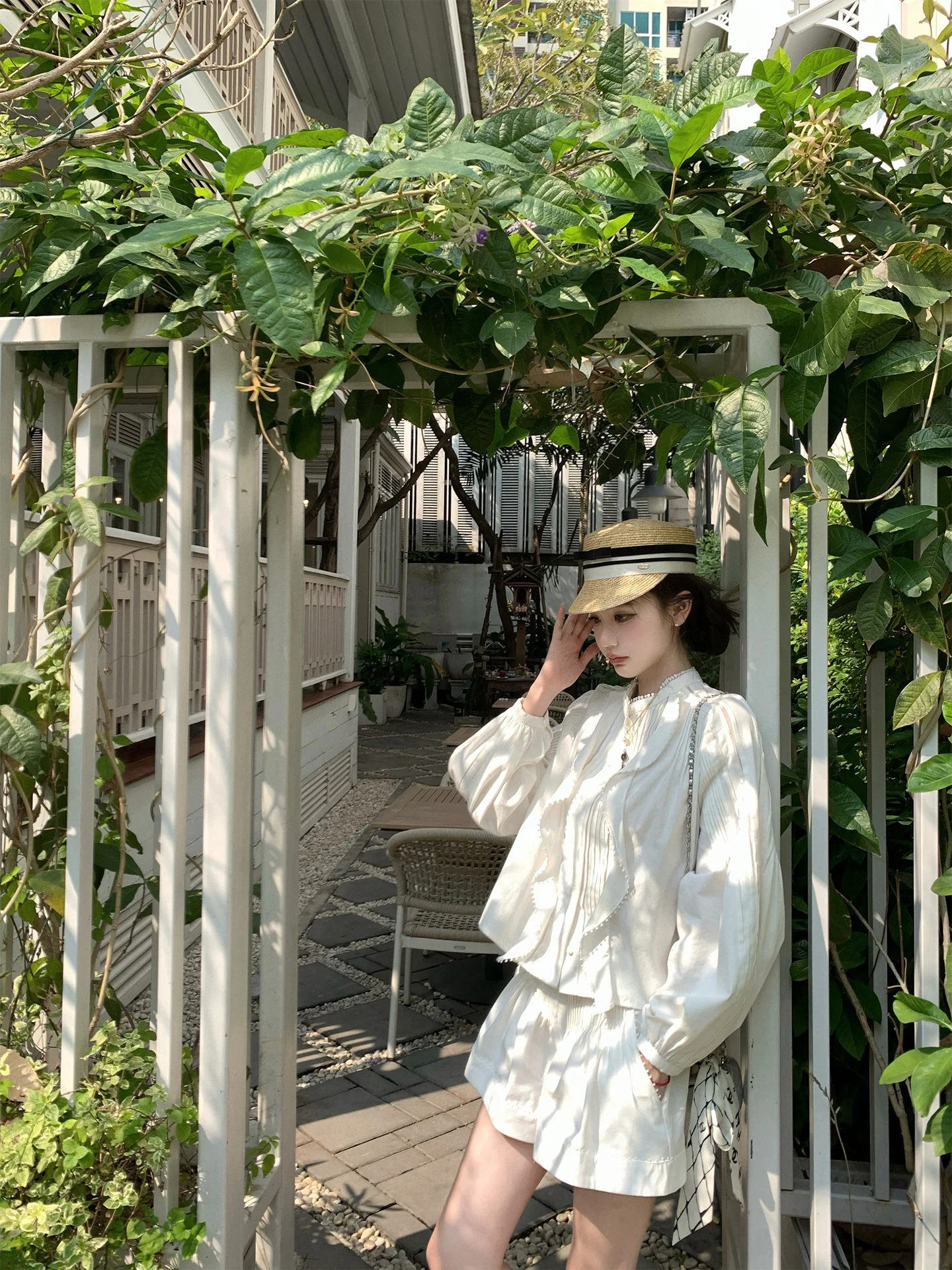 

Pinky Piggy irt Skirt Set Floral Women's Faion Spring Outfit High Waist Pants Long Sve Button up Korean Sle