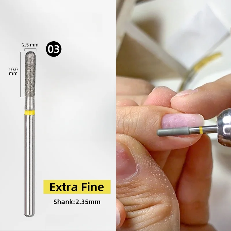 مجموعة رؤوس أظافر ماسية مكونة من 3 قطع أدوات تلميع الأظافر، لقمة ثقب أظافر ماسية رفيعة جدًا ومزيل باديكير لجل الأكريليك #6