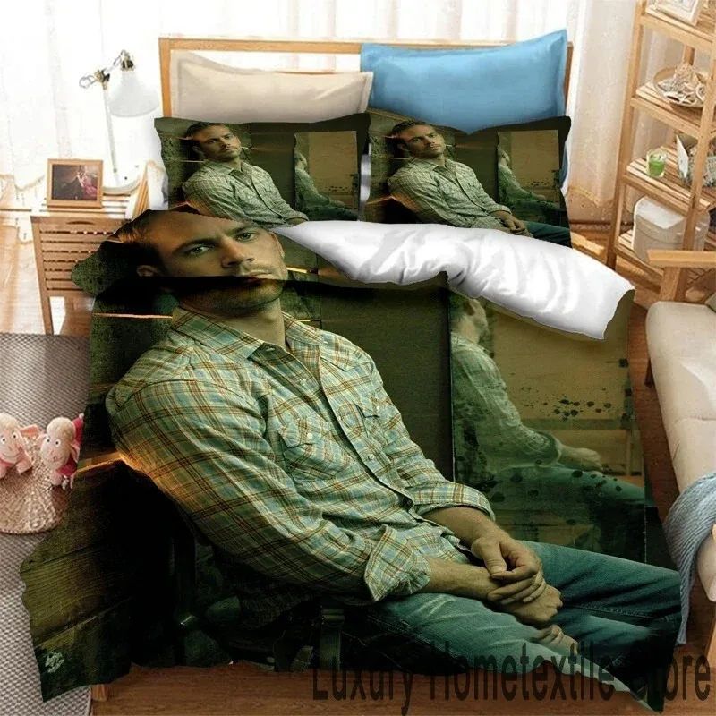 

3D Print Paul Walker Bedding Set Double Twin King Duvet Cover Comforter Pillowcase Boys Girls Adults Bedroom