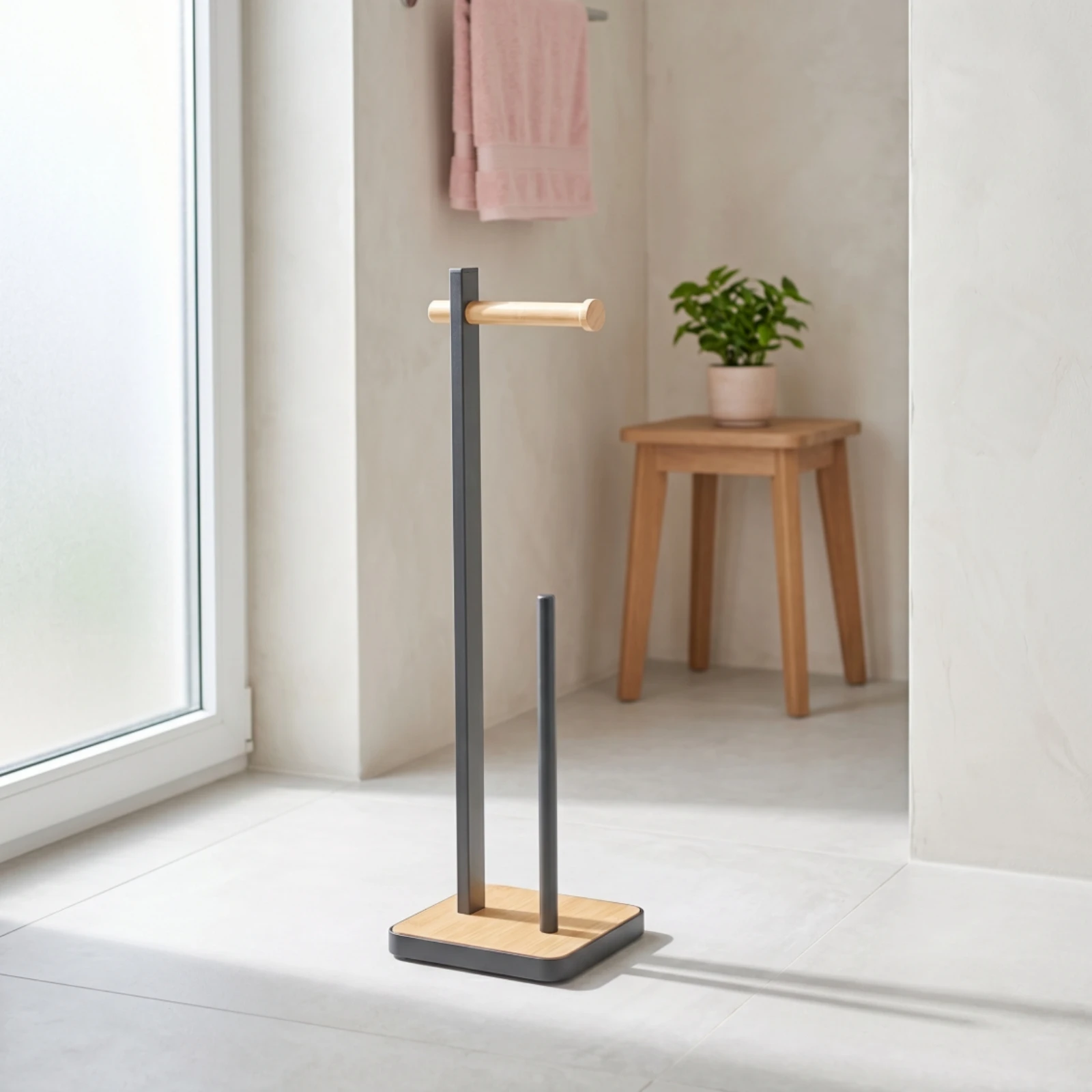 Freestanding Bathroom Tissue Holder Slim Toilet Roll Stand Bathroom Tissue Holder Practical Hardware Easy to Clean