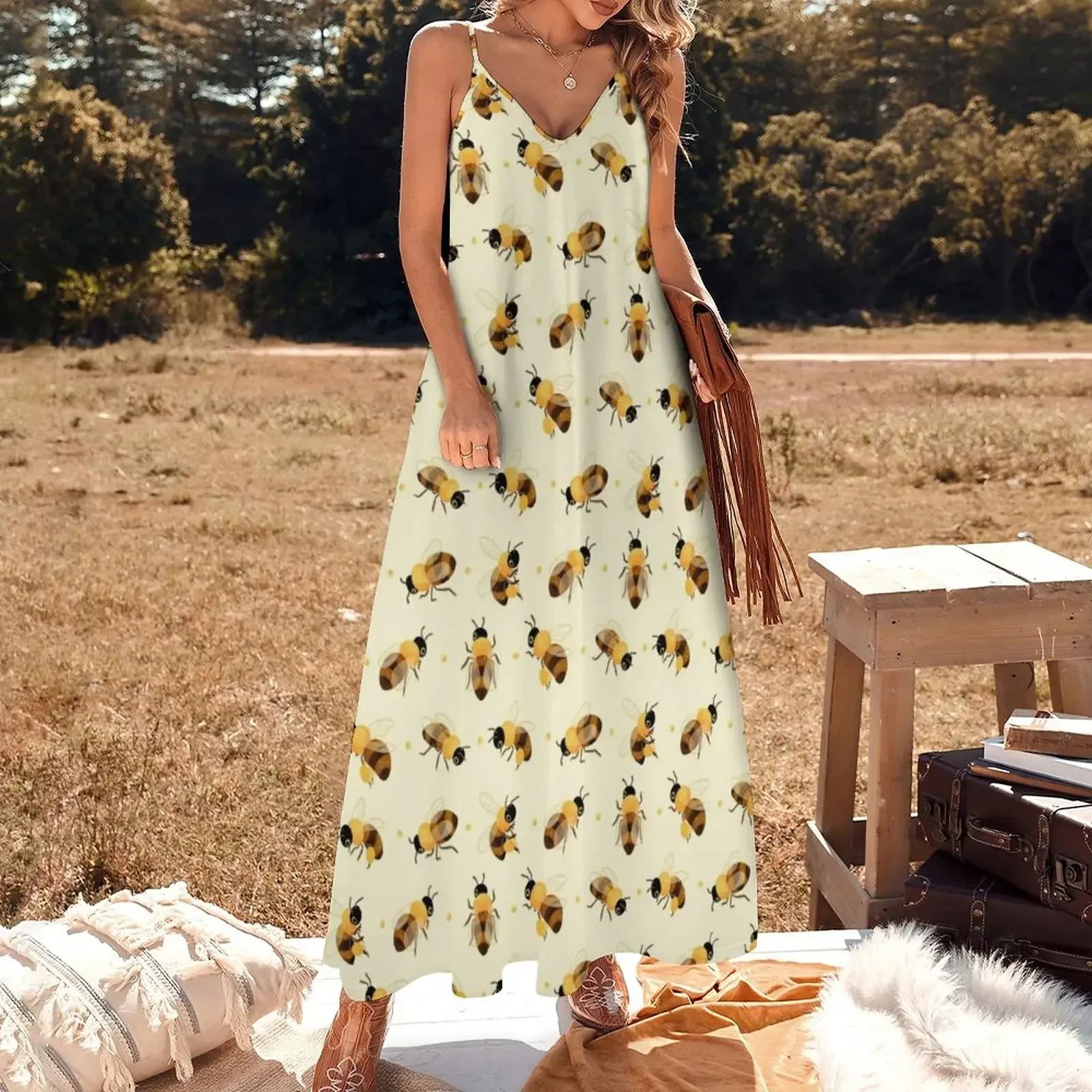 Honey bees Sleeveless Dress dresses for women 2024 Elegant gown Dress