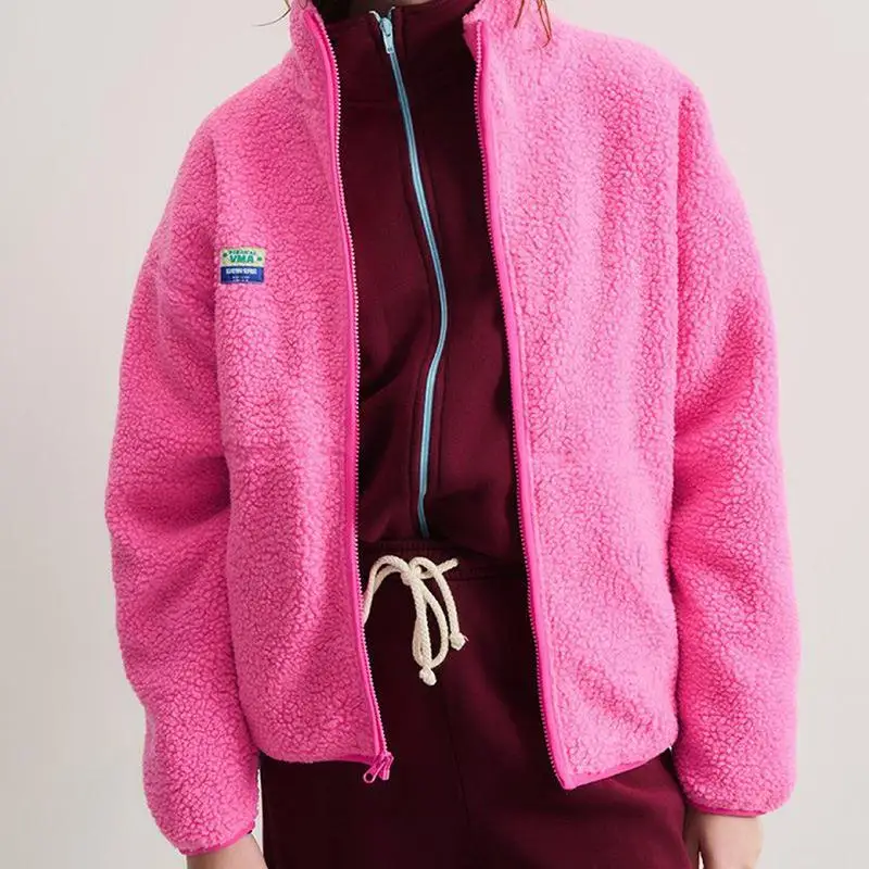 

Comfortable Long Sve Fce Lined Sports Cotton Jaet Women's Autumn Winter Outerwear Casual Retro Sle Thiened Cotton...