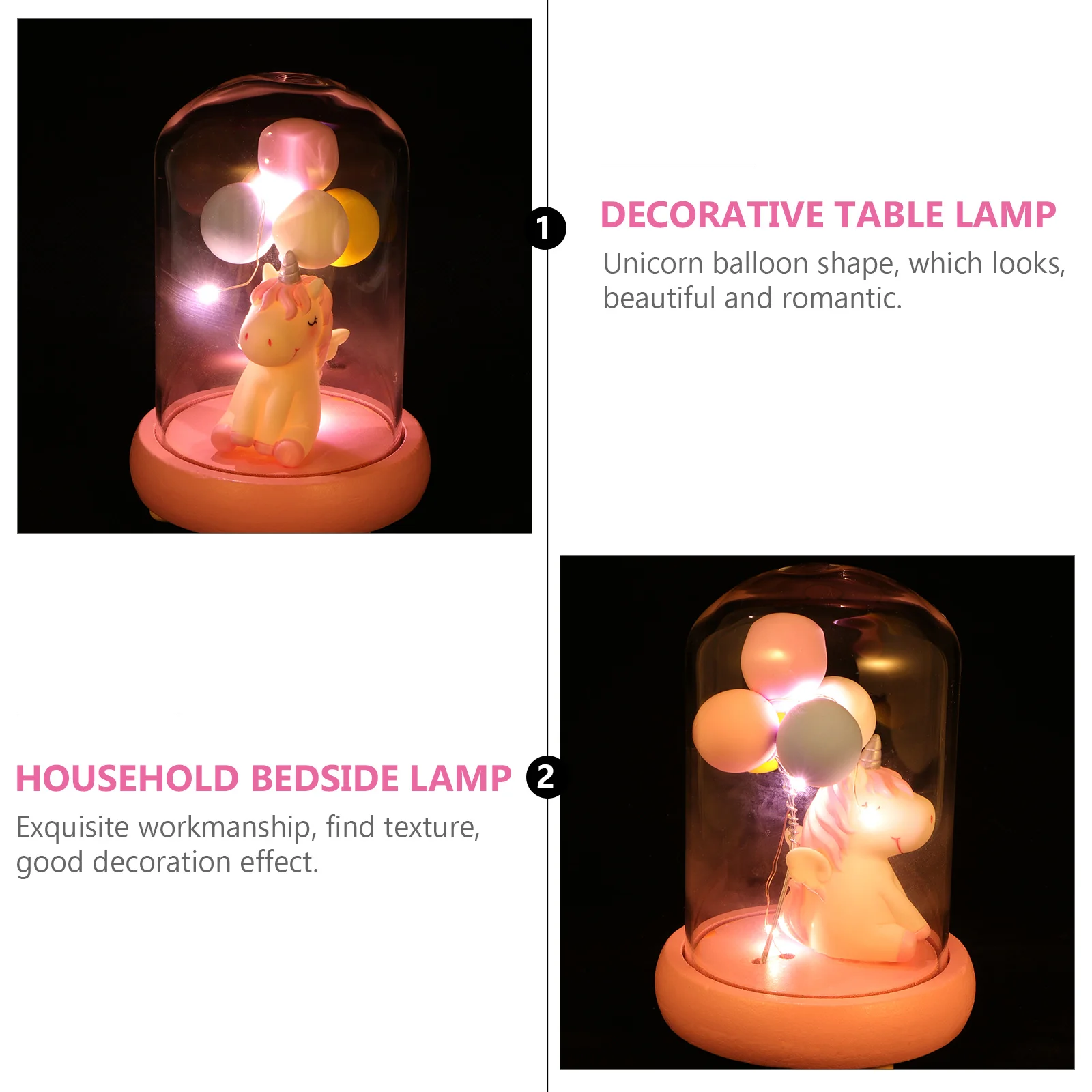 

Unicorn Night Lamp Creative Lovely Table Light Decorative Balloon Wood Desktop Bedside Children Gifts