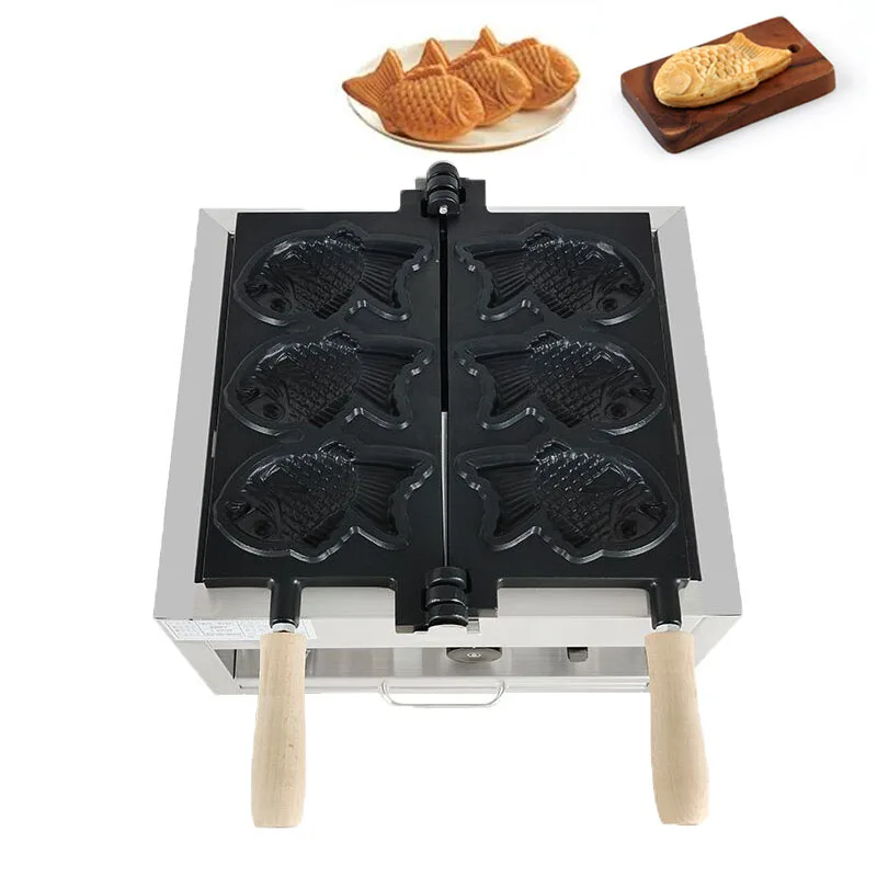 1400W Non-Stick 3-Cavity Fish Shape Taiyaki Ice Cream Waffle Baker