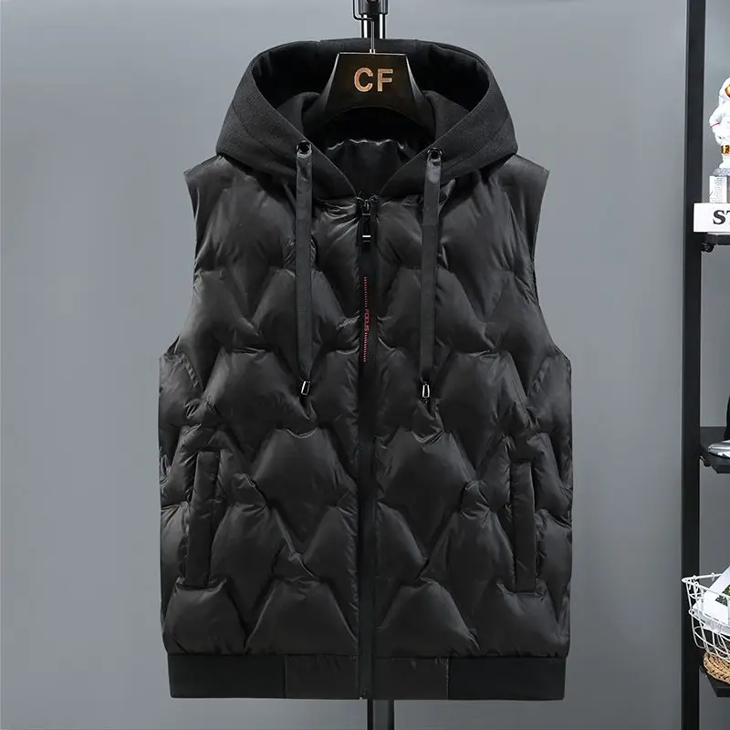 

New Autumn Winter Men's Hooded Vest Winter Coat Super Hot Jacket Cardigan Sleeveless Tops Leisure Loose Cheap Wholesale