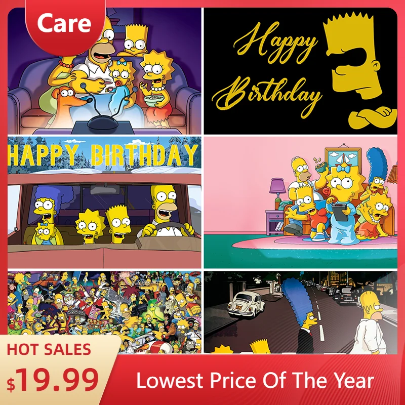 

The Simpsonsing Happened In Town Family Story Theme Birthday Party Vinyl Background Baby Shower Decoration Photography Supplies