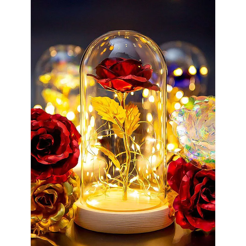 Eternal rose transparent lampshade gift with lamp desktop bedside decoration Sleep light bedroom night light