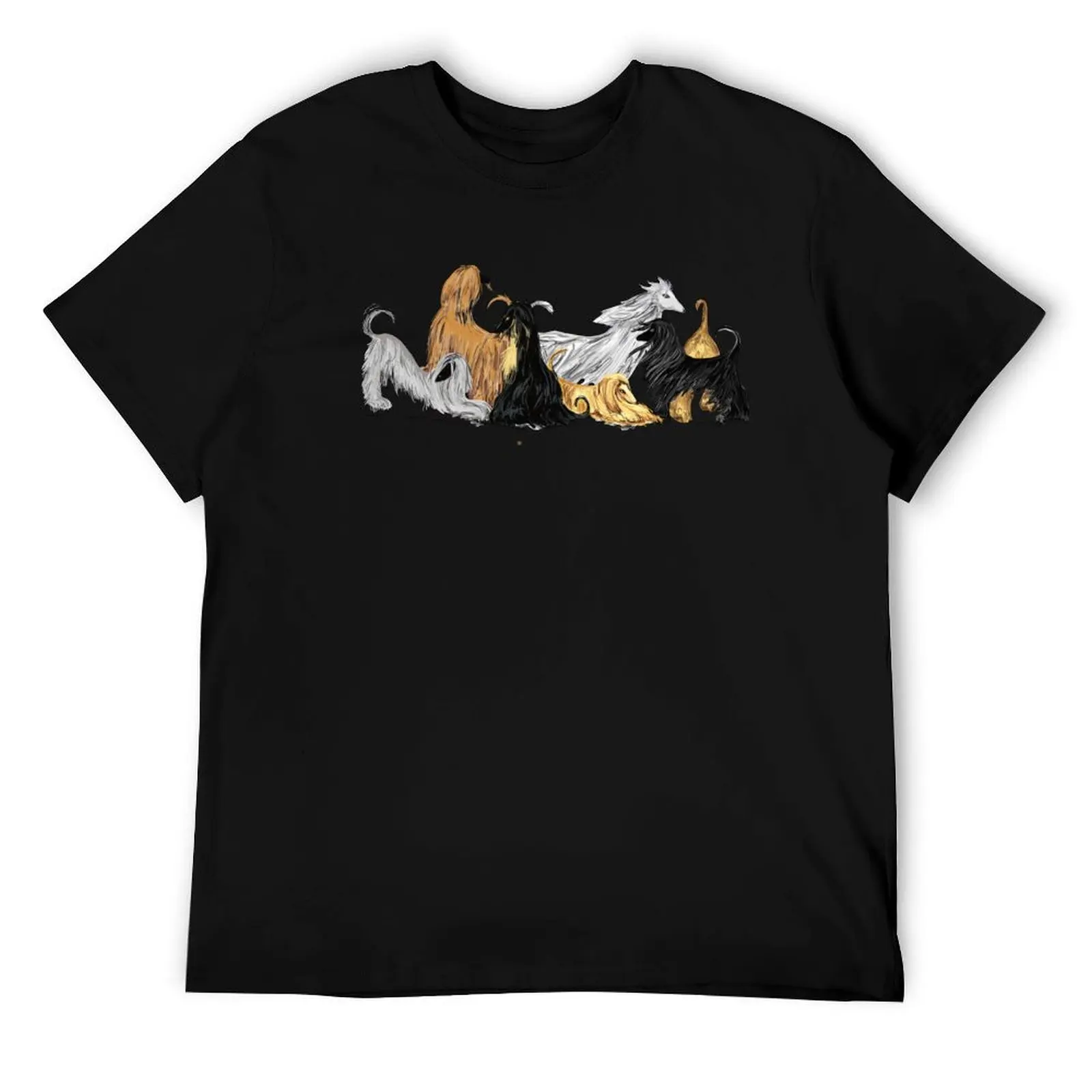 

Afghan hounds, on blue T-Shirt t shirts cotton 100% t shirts for man cotton soft cotton t shirt man T-Shirt