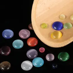 4mm 6mm 8mm Flat Round Cat Eye Beads Natural Cabochon Loose Beads For Jewelry Making DIY Charms Bracelet Earrings Rings Craft