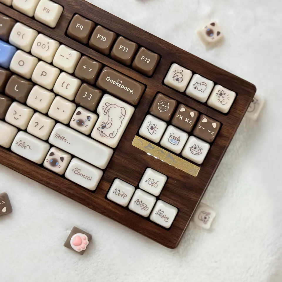 Candy Cat Theme Keycaps MAO MOA Height Jelly Translucent Key Cap Mechanical Keyboard Key Caps for Girls Pink/Orange/Chocolate
