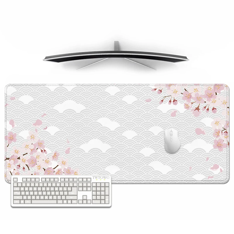 Mouse Pad Gaming Beautiful Pink Cherry Blossoms XL Custom HD Mousepad XXL Non-Slip Carpet Office Desktop Mouse Pad