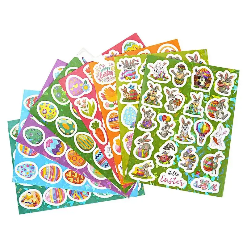 Easter Stickers for Kids 8 Sheets Easter Water Bottle Label Easter Egg Decals 160 Pieces Easter Window Decal Easter Decor Label
