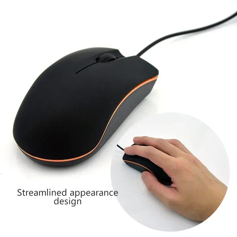 Novo mouse com fio 1200dpi para computador e escritório, mouse preto fosco para jogos usb para pc notebook laptops antiderrapante com fio mouse gamer