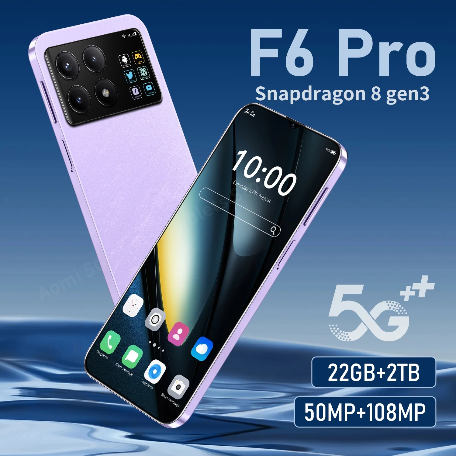 

Original F6 RRO Smartphone 7.3inch Global Version 22G+2TB Snapdragon 8 gen3 Android14 50+108MP 4G/5G Cellphone Mobile Phone NFC