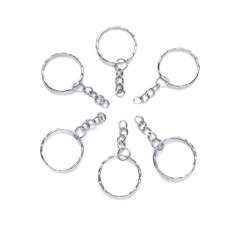 Silver Plated Metal Blank Keyring Keychain Charms Split Ring Keyfob Key Holder Link Rings Women Men DIY Key Chains Accessories