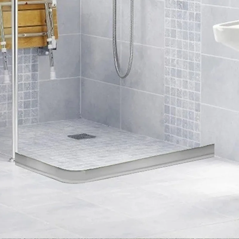 Self-Adhesive Silicone Shower Splash Guard Flexible Bathtub Water Barrier Strip Wet Dry Floor Threshold Waterproof Seal Strip